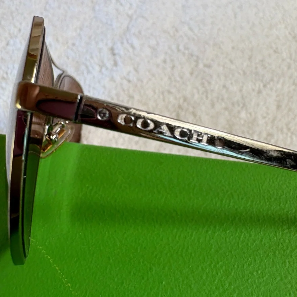 COACH Sunglasses-Shiny Light Gold-Preowned, Good Condition-Lens are Scratched - Picture 7 of 10